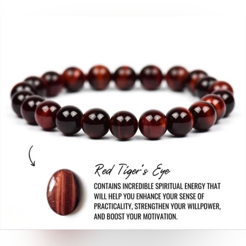 8 Bracelets Beaded Natural Gemstone Tigers Eye Chakra Stone Crystal Jewelry - Picture 8 of 13